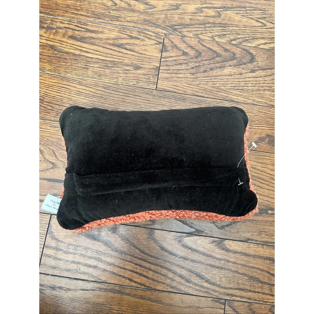 Chandler 4 Corners Halloween Trick Or Treat Pumpkin Wool Pillow 8x12 Orange NEW